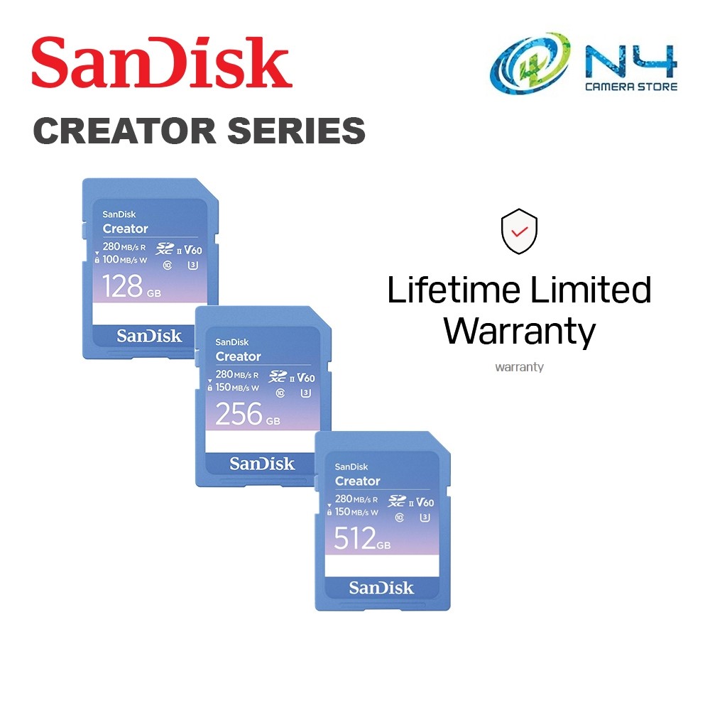 การ์ด SanDisk Creator SD UHS-II V60 (128GB/ 256GB/ 512GB )