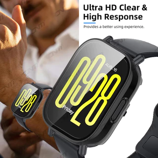 กรณี PC สายรัดซิลิโคน for Redmi Watch 5 Active / Redmi Watch 5 Lite 22 มม. แถบปล่อยอย่างรวดเร็วกระจกนิรภัยปกป้องหน้าจอ