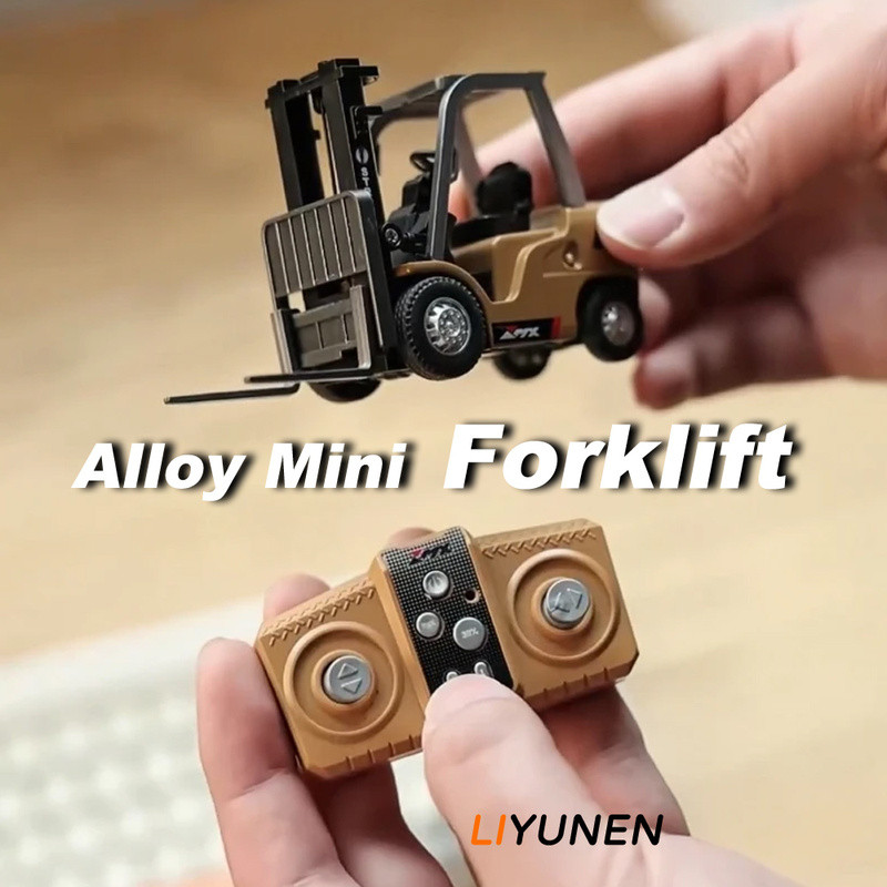 1/64 Mini Remote Alloy Forklift RC วิศวกรรมยานพาหนะโต๊ะของเล่นคอลเลกชันของขวัญสําหรับชาย