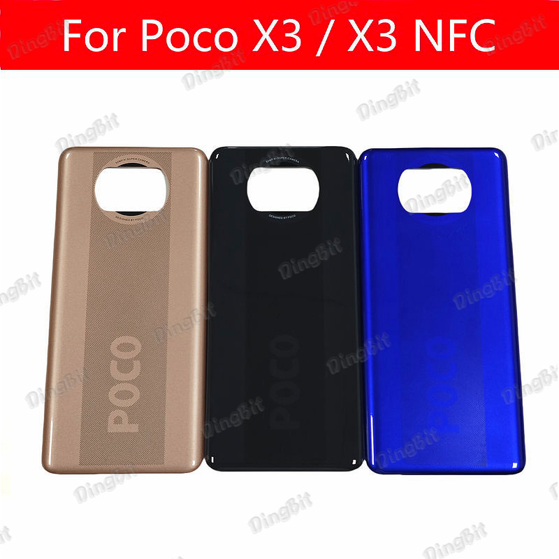สําหรับ Xiaomi Mi Poco X3 NFC แบตเตอรี่ปกหลังประตูด้านหลังสําหรับ POCO X3 เปลี่ยนที่อยู่อาศัยด้วยสติกเกอร์กาว