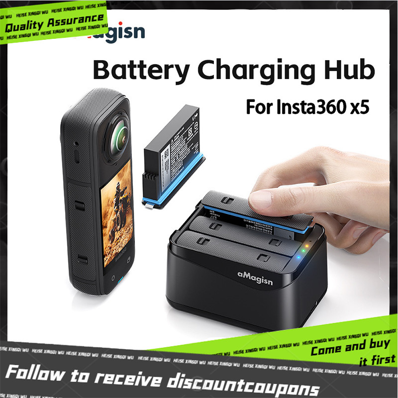aMagisn Insta360 X5 Battery Charger Shadow X5 Battery Charging Dock Storage Case Accessories