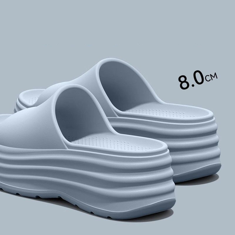 สุภาพสตรีสไตล์ใหม่ส้นสูงด้านนอกสวมรองเท้าแตะฤดูร้อนเพิ่มความสูงหนาSoled Anti-Slip รองเท้าแตะสำหรับใช้ในบ้านและกลางแจ้ง