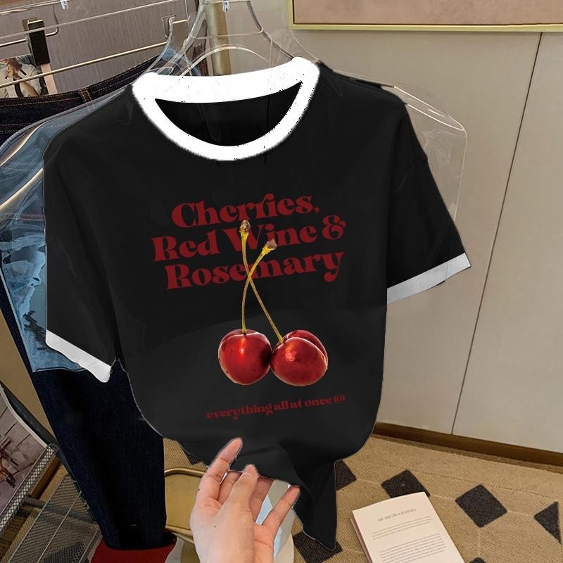 เสื้อทีสำหรับผู้หญิง เสื้อแขนสั้นยืดหยุ่น ลายน่ารัก ไซส์ S - 2XL - รูปที่ 2