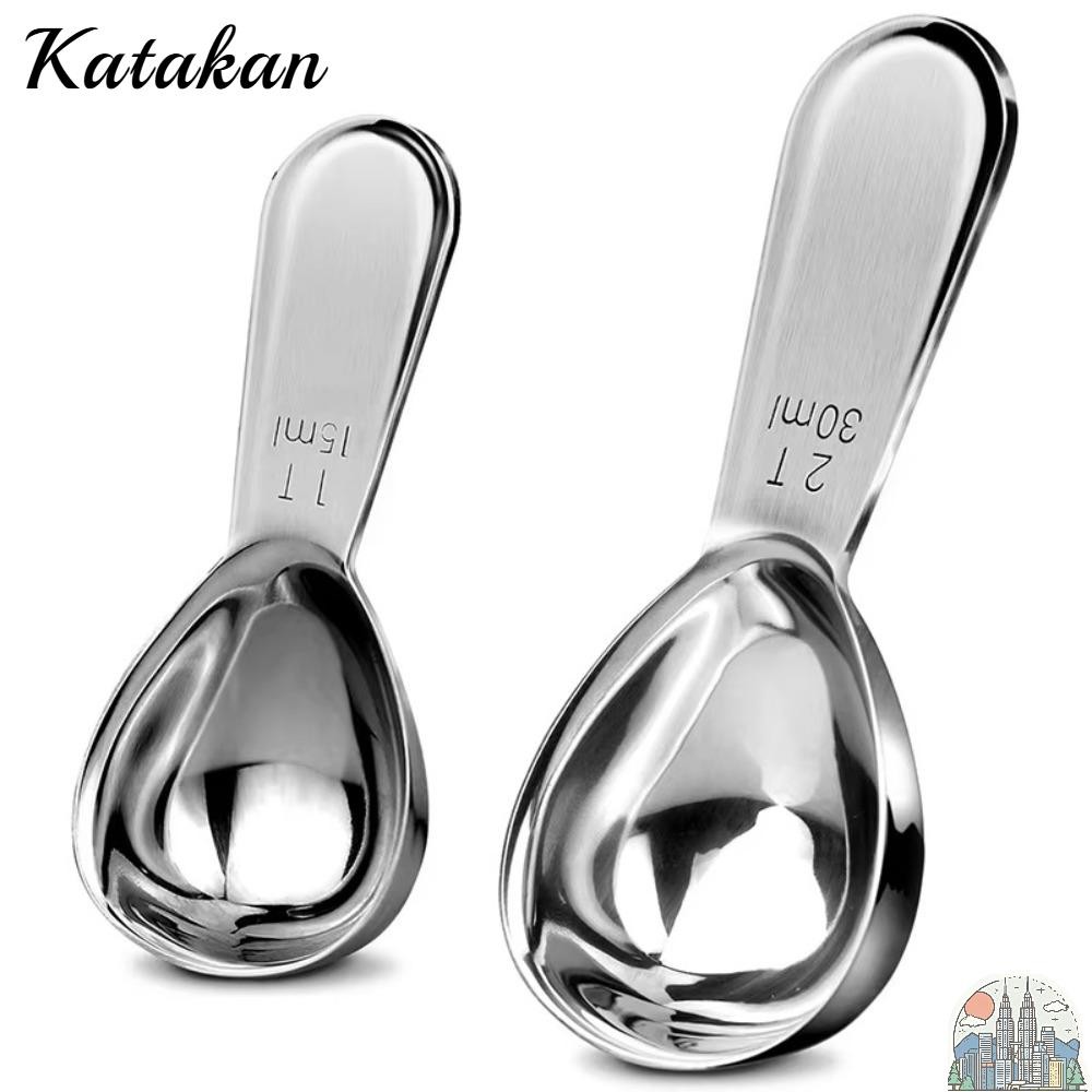 KATAKAN ช้อนตวงเมล็ดกาแฟ,สแตนเลส 1 Tbsp หรือ 2 Tbsp กาแฟ Scoops,ทนทาน 15/30ml Ergonomic Tablespoon B