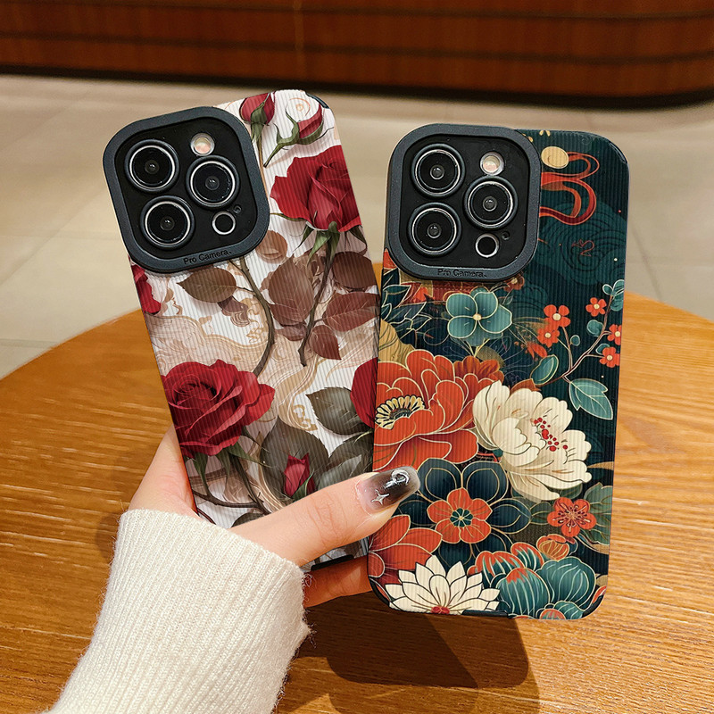 ปลอกหนังสําหรับiPhone 17 Air 16E 16 15 14 13 12 11 Pro X XR Xs Max 7 8 6 6S Plusแฟชั่นInsสไตล์ดอกไม้ซิลิโคนอ่อนนุ่มTPUกรณีปกหลัง | HN B415