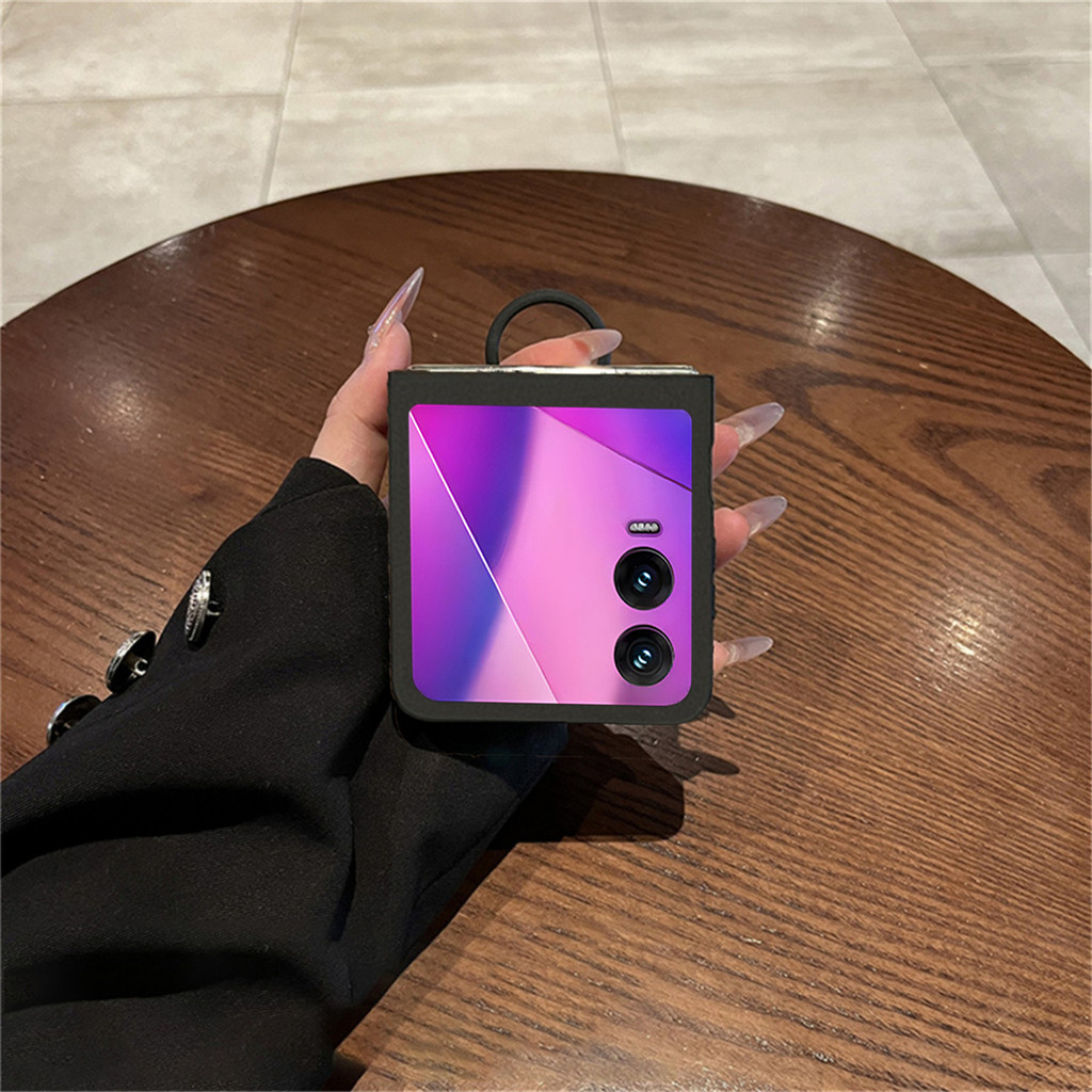 Ins เคสโทรศัพท์สีทึบเรียบง่ายพร้อมแหวนหัวใจรักสําหรับ Infinix Zero Flip Infinix Zero Flip ฝาหลังกันก