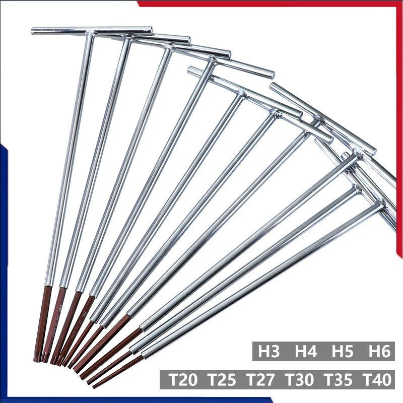 ประแจหกเหลี่ยมรูปตัว T ไขควง Torx ประแจปากตาย ประแจภายใน H3 H4 H5 H6 T20 T25 T27 T30 T35 T40 เครื่อง