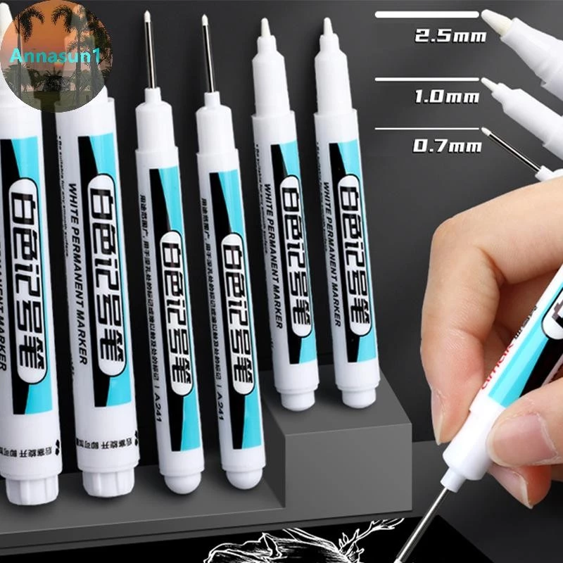 Annasun 0.7/1.0/2.5 มม.กันน้ําสีขาว Marker ปากกาสี Tread สิ่งแวดล้อมปากการถยางภาพวาด Grafti เครื่องเขียนโรงเรียนอุปกรณ์ TH