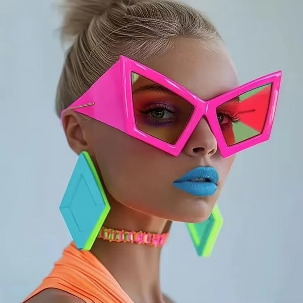 แฟชั่นขนาดใหญ่แมวตาแว่นกันแดดแปลกพรรคแว่นกันแดดตลกอุปกรณ์เสริมสําหรับผู้ใหญ่ผู้หญิงฮิปฮอปเต้นรําพรรคโปรดปราน