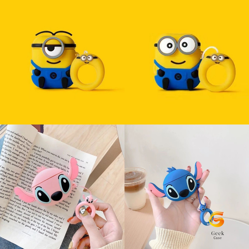 สําหรับ GOOJODOQ J228AI เคสหูฟัง คู่รักน่ารัก Minion motif