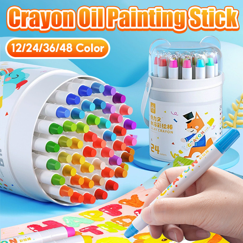 ดินสอสี 12/24/36/48 สี เครื่องมือวาดภาพ สีเทียนจัมโบ้ใหญ่  สีเทียนเด็กปลอดสารพิษ ทำความสะอาดง่าย