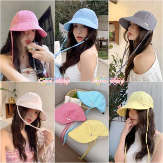 cute shop 💕 หมวก สไตล์เกาหลี แฟชั่น ลายทาง หมวกบักเก็ต ดีไซน์สายผูก เท่ในหน้าร้อน พร้อมส่ง