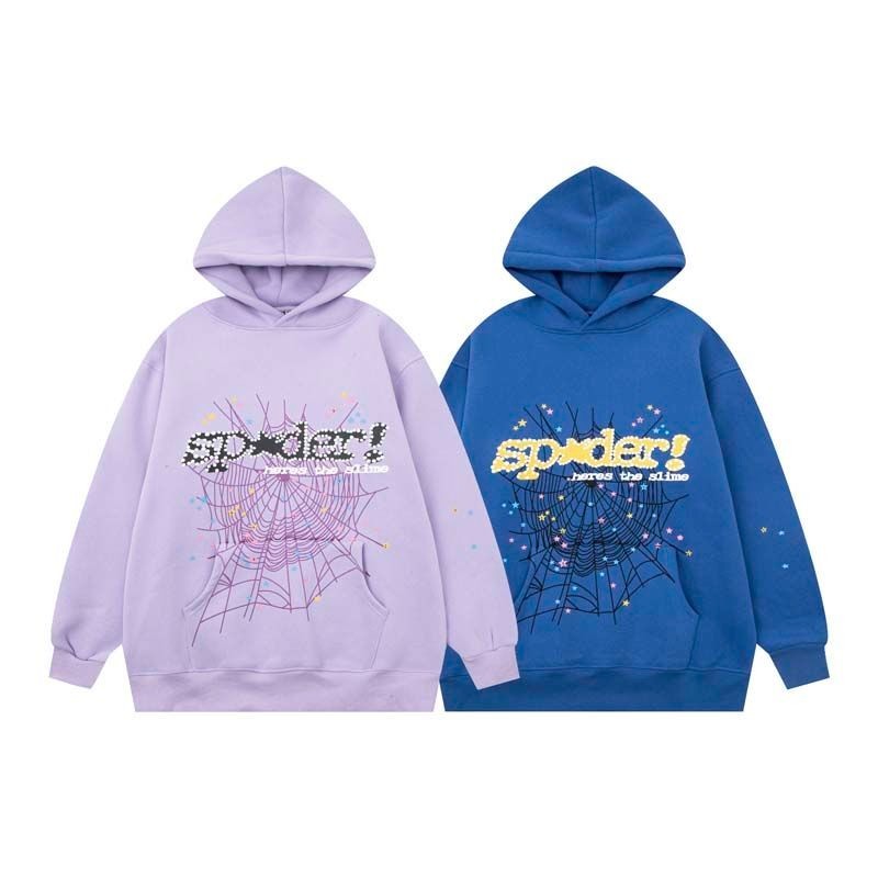 Sp5der 555 Spider WEB Foaming ซับขนแกะเสื้อกันหนาวมีฮู้ด อินเทรนด์สำหรับฤดูใบไม้ร่วงและฤดูหนาว