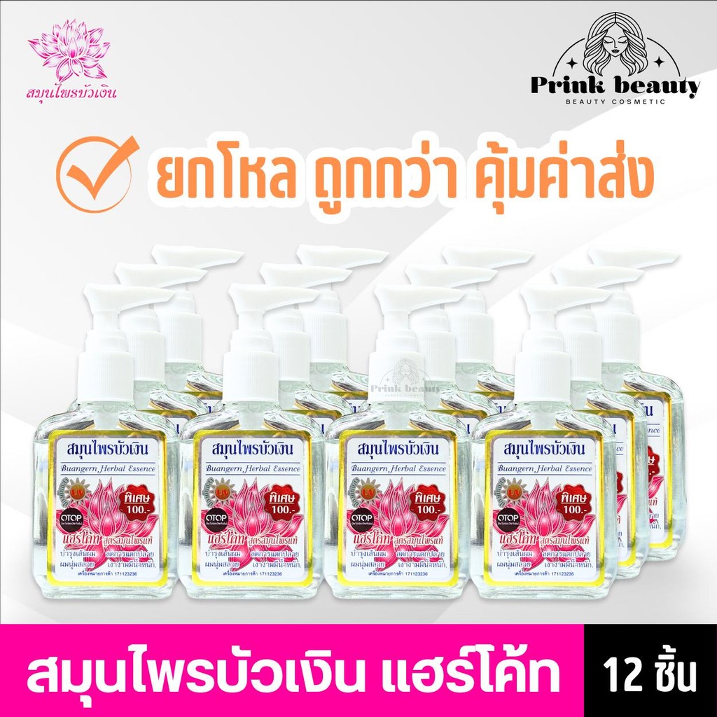 (1โหล) *สมุนไพรบัวเงิน* แฮร์โค้ท ซิลกี้ น้ำมันใส่ผม บำรุงผมแตกปลาย เงางาม มีน้ำหนัก Buangern Herbal Essence ทุกสูตร