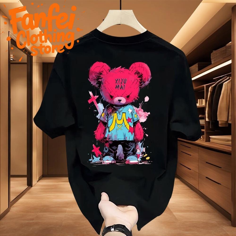 （จัดส่งตลอด 24 ชั่วโมง）Fanfei NEW สินค้าพร้อมส่ง เสื้อยืด แขนสั้นผ้าฝ้าย คอกลม พิมพ์ลายไม่เหมือนใคร เทรนด์เสื้อผ้าผู้ชาย