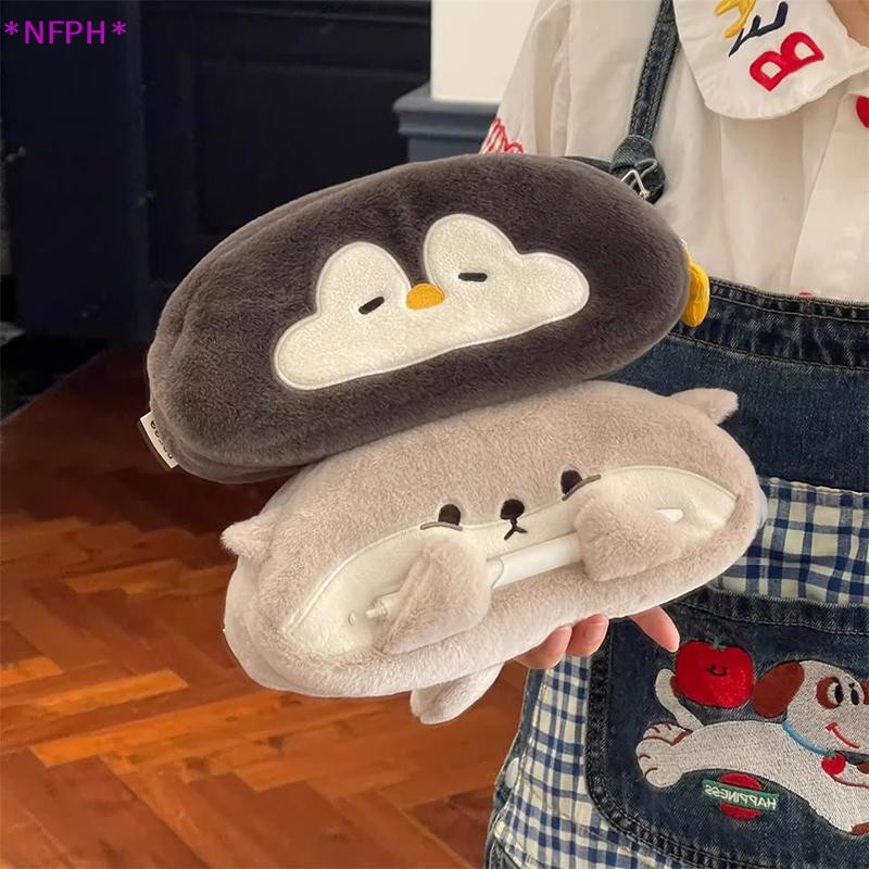 NFPH> การ์ตูนน่ารักน้อยนากเพนกวินตุ๊กตาปากกากระเป๋าความจุขนาดใหญ่กรณีดินสอเครื่องเขียนอุปกรณ์การเรียนเครื่องเขียนกระเป๋าใ