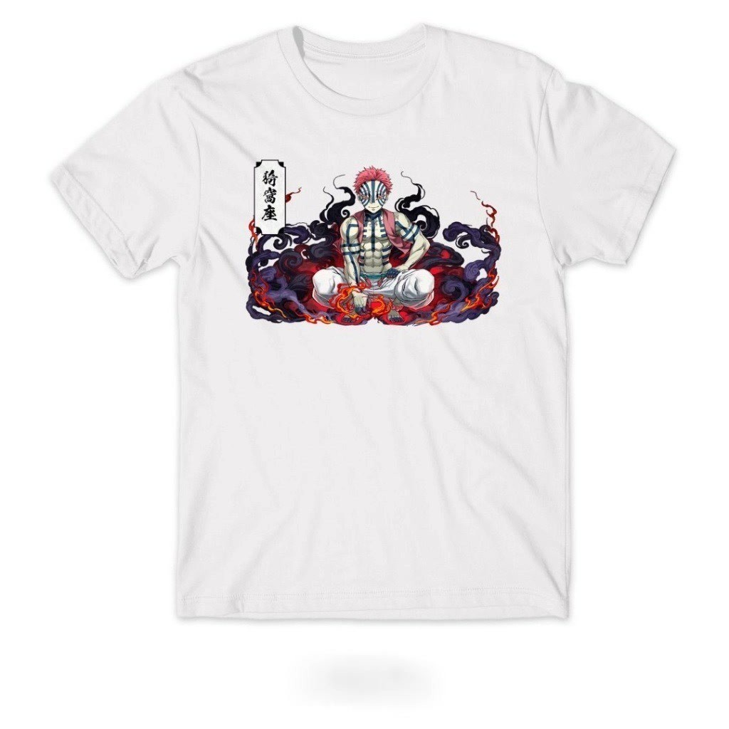 เสื้อยืดแขนสั้นเสื้อยืด พิมพ์ลายการ์ตูนอนิเมะ Akaza Demon Slayer Series สําหรับผู้ชาย