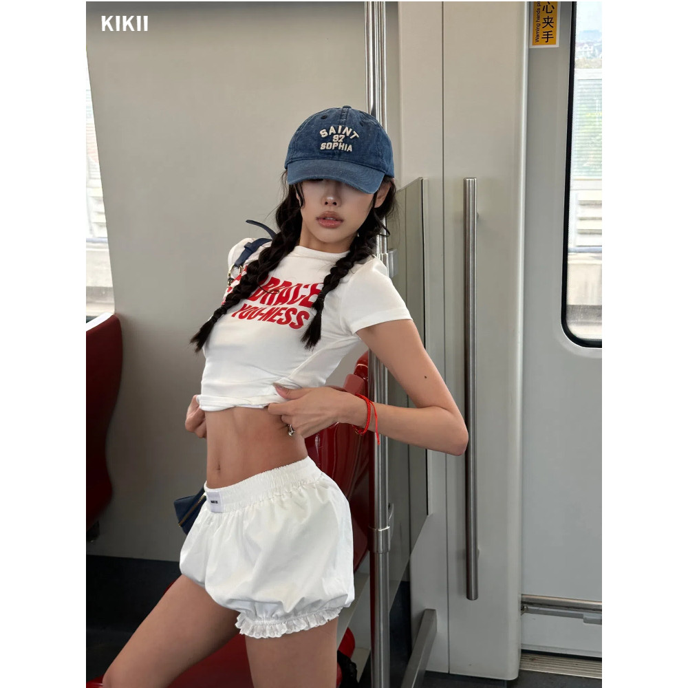 Baby Tee●เกรดA+ ผ้าฝ้ายละเอียด TikTokขายดี1w+ เสื้อครอป สีขาวมินิมอล ผ้าพรีเมียมระบายอากาศดี ใส่สบาย