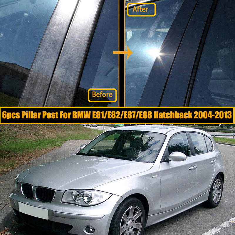 Glossy Black Window Door Deal BC เสาโพสต์สติกเกอร์เงินสําหรับ BMW 1 Series E81/E82/E87/E88 Hatchback