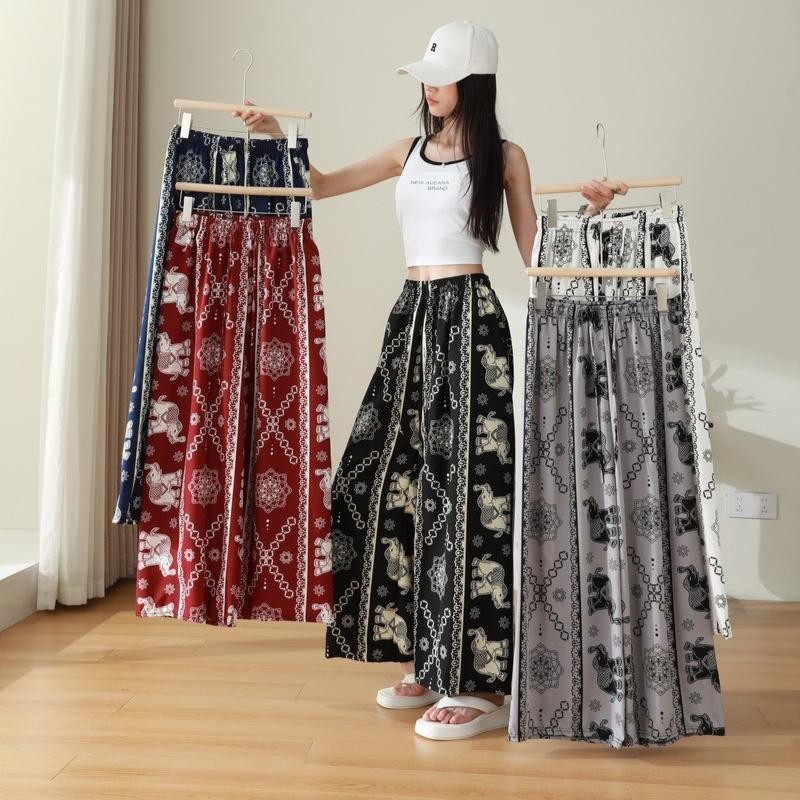 NEW กางเกงช้างขายาว ลายมาใหม่🔥กางเกง ลำลอง ขายาว ดีไซน์สวย เนื้อผ้านิ่ม ไม่บาง สวมใส่สบาย ฟรีไซส์