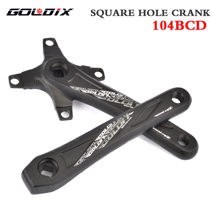 GOLDIX สแควร์รูจักรยาน Crankset ทำจากอลูมิเนียม เหมาะสำหรับจักรยานMTB ขนาดเส้นผ่าศูนย์กลาง 170/175 มม., ฟัน 104 BCD, พร้อมขนาดฟันที่แตกต่าง