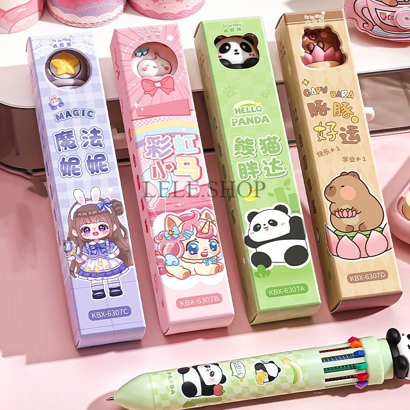 ปากกา 10 สี/12สี ในด้ามเดียว ลายการ์ตูนน่ารัก ปากกาหลากสี ขนาดหัวปากกา 0.5 มิลลิเมตร สินค้าพร้อมส่ง
