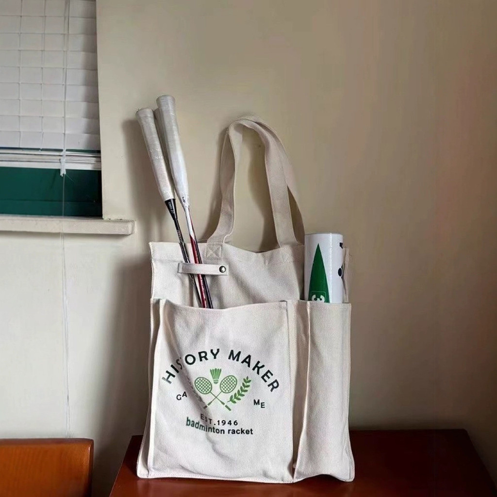 ไม้แบดมินตันกระเป๋าน้ําหนักเบากีฬาฟิตเนสกระเป๋าความจุขนาดใหญ่ผ้าใบกระเป๋าเทนนิสแบบพกพากระเป๋านักเรียนนัก