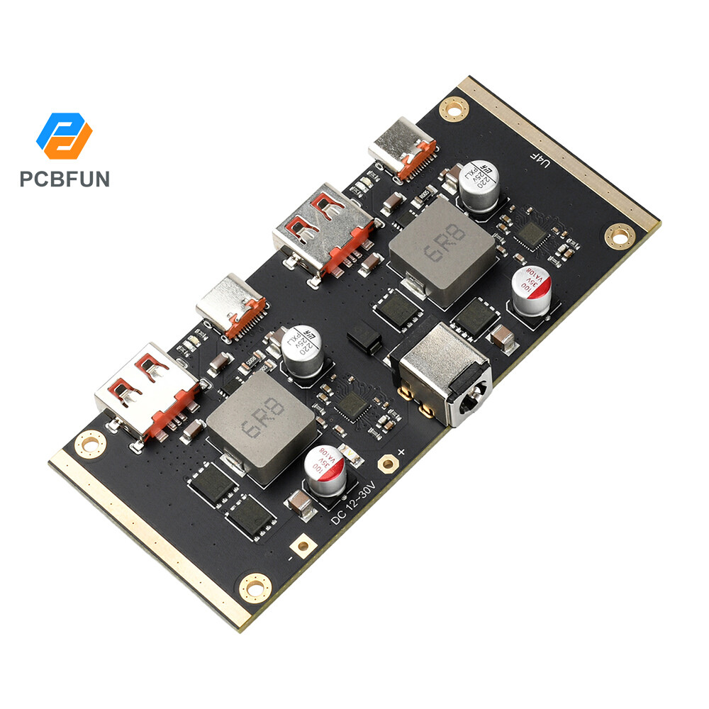 Pcbfun 2 เอาต์พุตอิสระ PD 100W โมดูลชาร์จเร็ว DC 12-30V 100W
