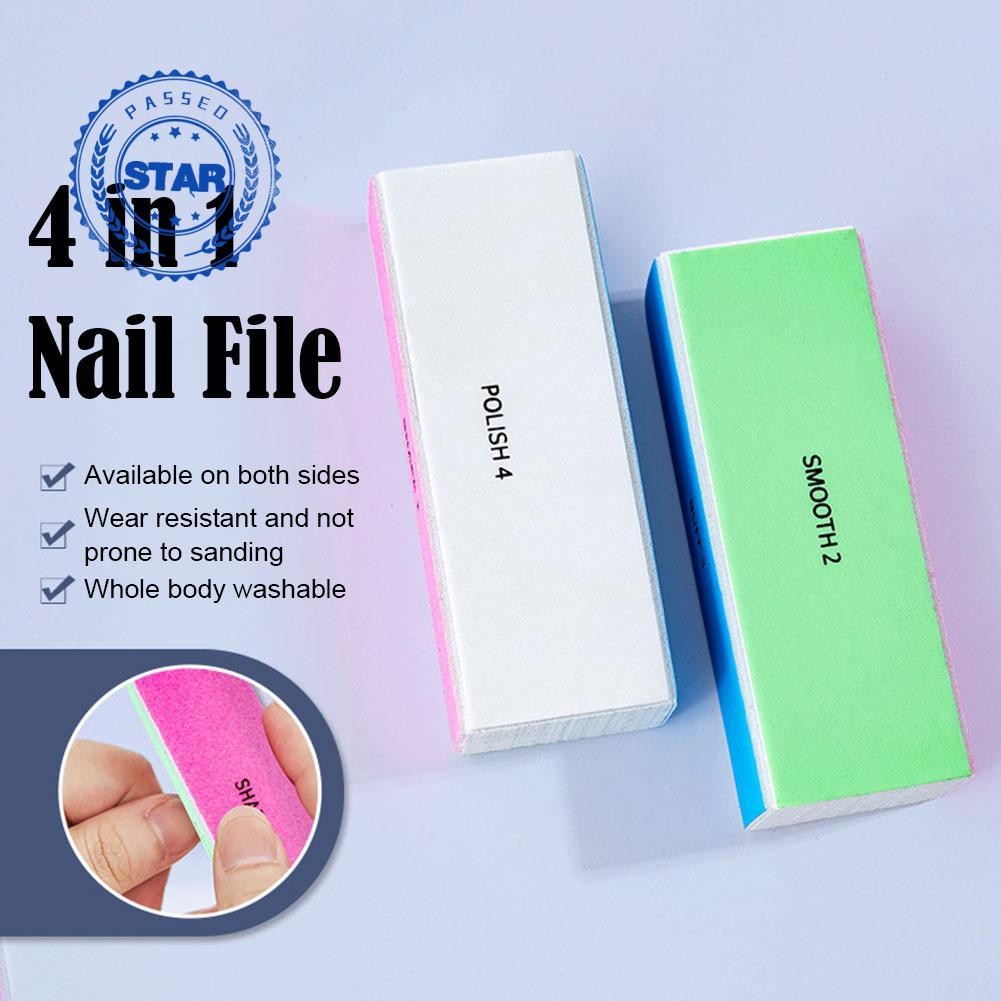 4 In1 Four Sided Nail File Shiner Buffing Block Sanding Nail Tool ตะไบเล็บ H2M9