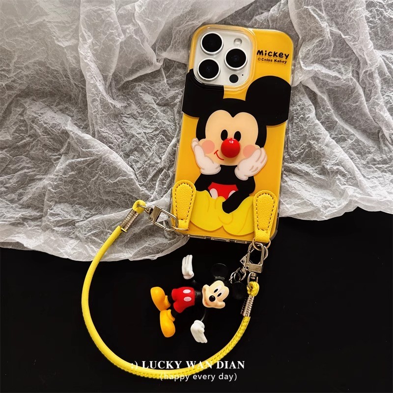 SN856 สําหรับ iphone กันกระแทกเกาหลีน่ารักเคสโทรศัพท์ 18 PRO MAX 17 PRO MAX/15 PRO MAX 16 plus 14 PRO MAX 16pro 12pro 11), ที่ถอดออกได้เชือกเส้นเล็กผู้หญิงการ์ตูน Art ins สายคล้องสําหรับสาว