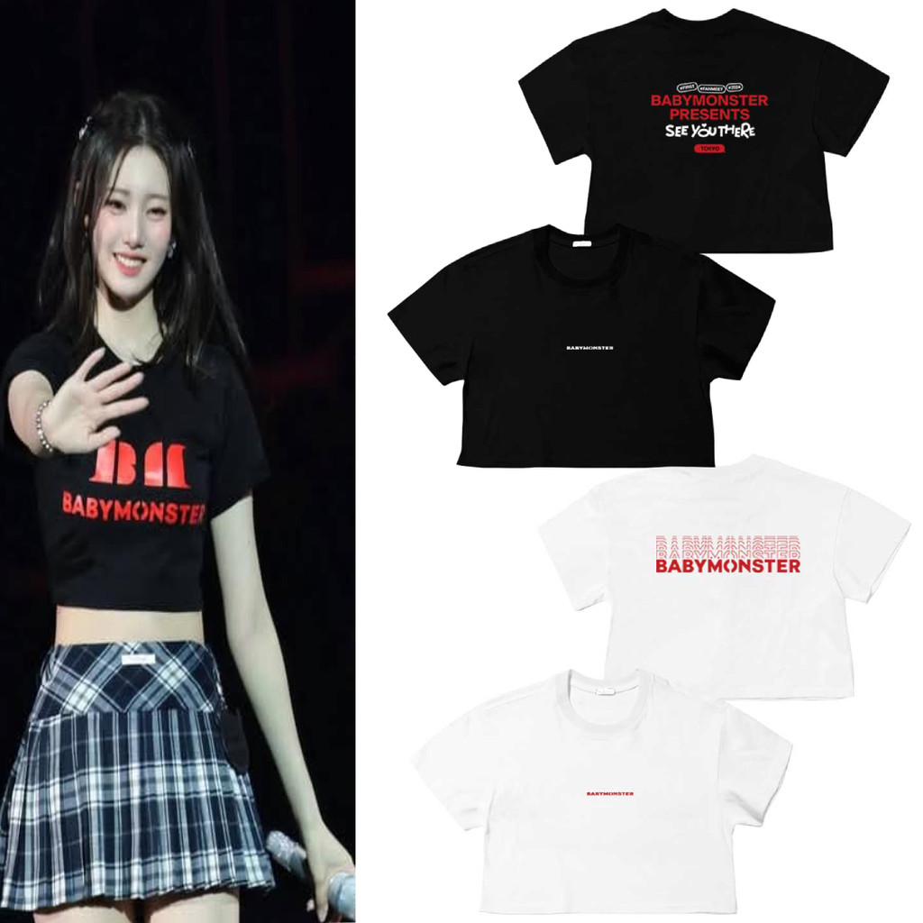 Kpop Babymonster เสื้อยืด Crop Top Kpop Hello Monster World Tour 2025 Kpop Baby Monster เสื้อสําหรับผู้หญิงCOD5