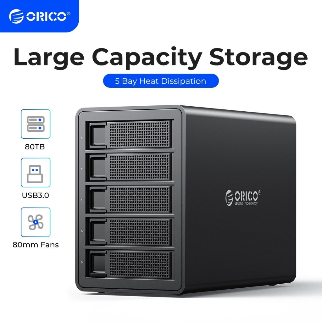 ORICO 35 Series Enterprise 4/5 bay 3.5 HDD Docking Station TypeC to SATA HDD Enclosure 150W ภายใน HD