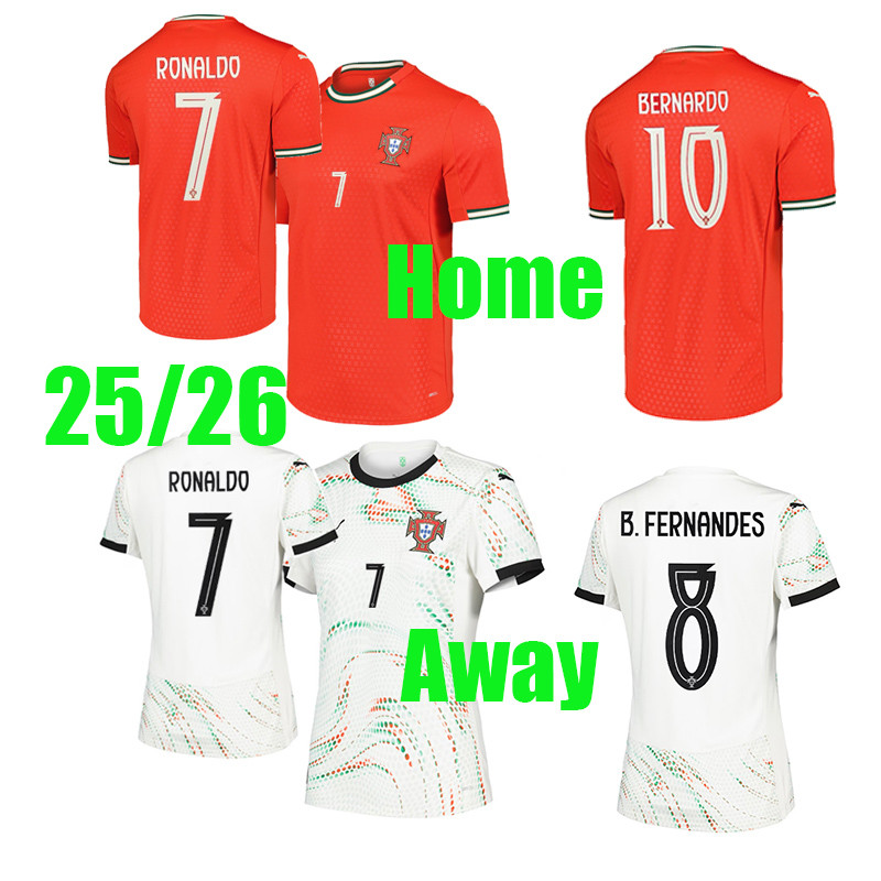 25/26 Ronaldo Soccer Clothe 2025 โปรตุเกสเสื้อ Bernardo Joao Felix Fernandes Pepe Leao ฟุตบอลเสื้อยื