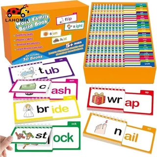 LAHOMIA Word Families Recognize รูปแบบเครื่องมือเพื่อการศึกษา Word Recognition Phonics แฟลชการ์ดสําหรับผู้ปกครองการศึกษาเกมอ่านหนังสือบ้าน