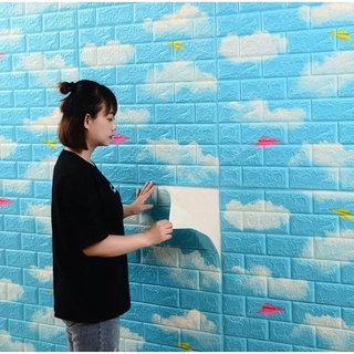 วอลเปเปอร์มีลาย 3D Wallpaper ขนาด 70*77*3 Cm มีกาวในตัว วอลเปเปเปอร์ตกแต่งผนัง