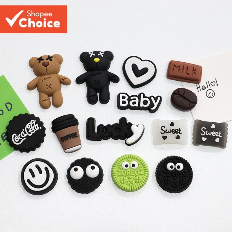 15 ชิ้นการ์ตูนหมี Jibbitz Charms อุปกรณ์สนุกสําหรับ Crocs รองเท้าหัวเข็มขัด