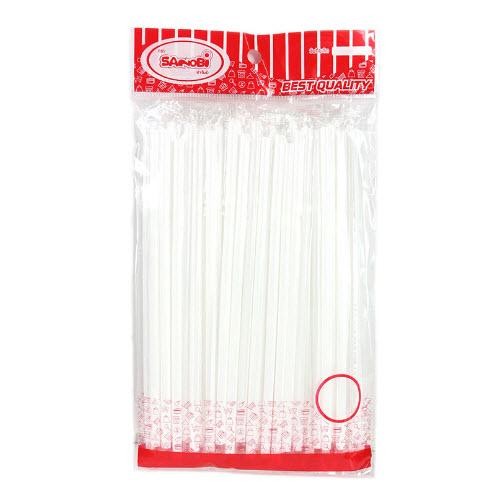 หลอดดูดน้ำสีขาว หลอดพลาสติกแบบงอ ห่อฟิล์ม  ขนาด 6 มิล (1แพ็ค 50  เส้น)