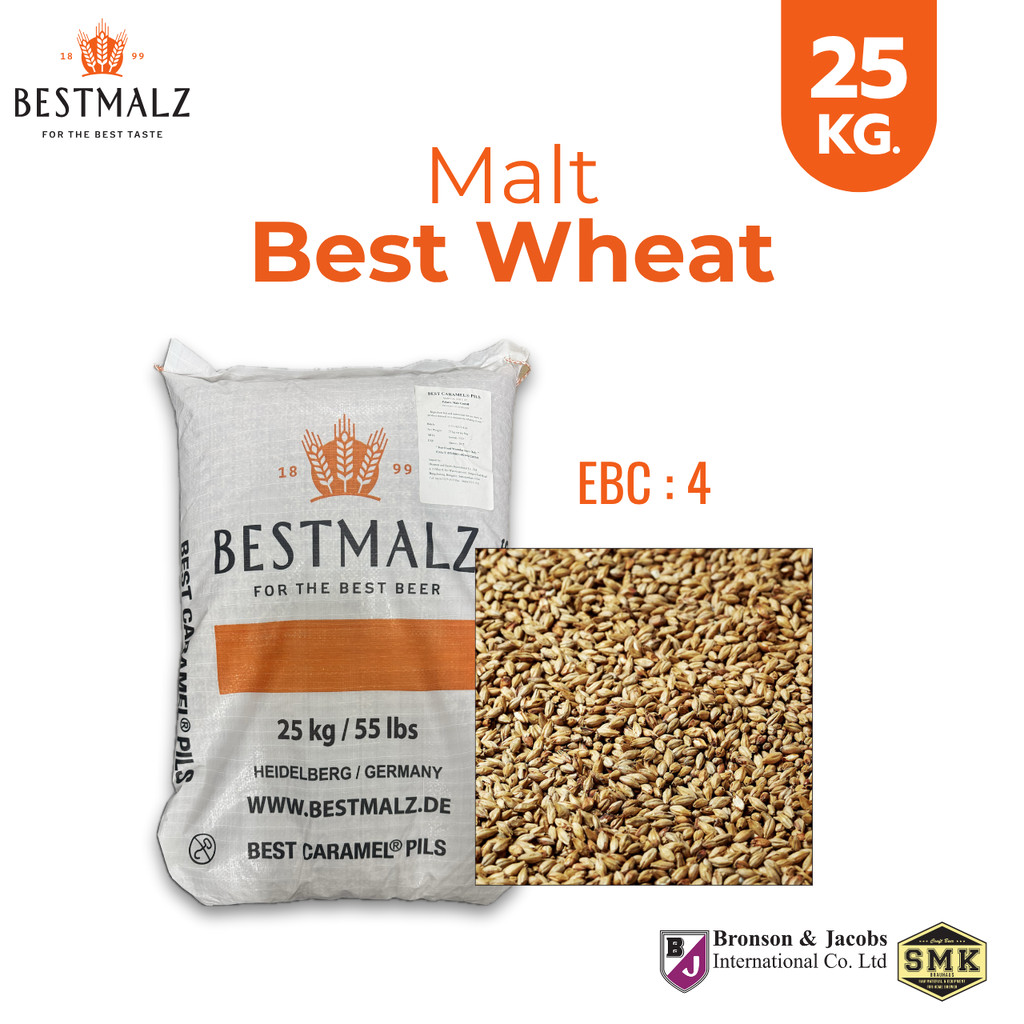 Malt มอลต์ Bestmalz : Best Wheat ยกกระสอบ 25 Kg. สำหรับทำเบียร์ คราฟท์เบียร์ โฮมบรูว์ โรงเบียร์