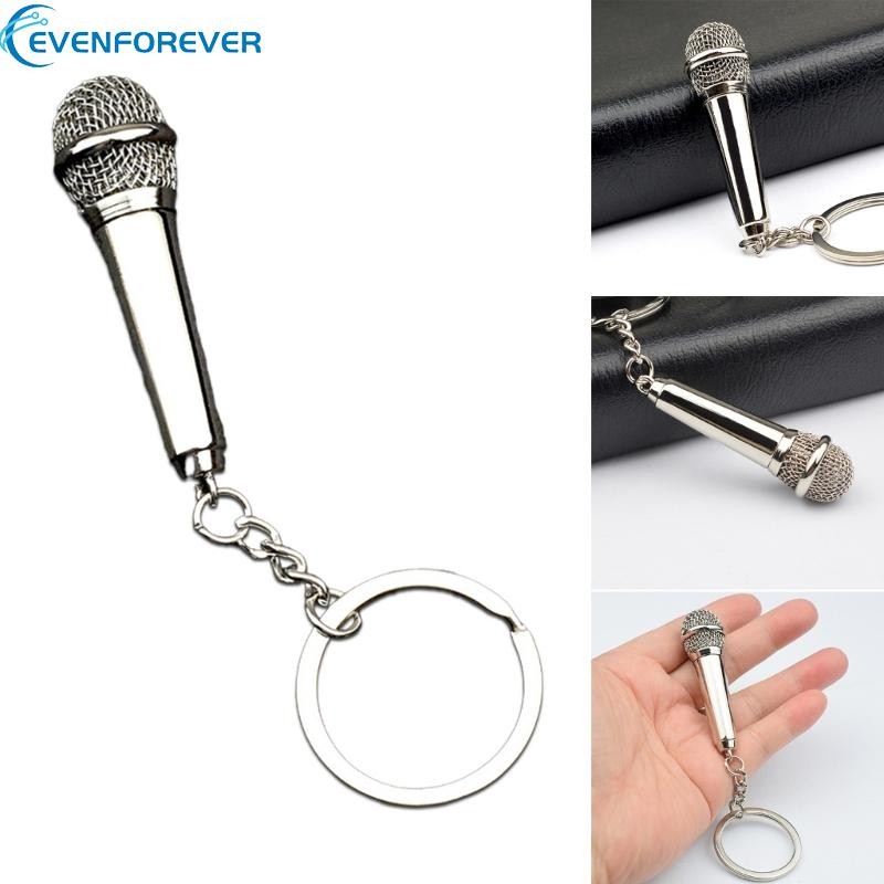 EV จําลอง Mic พวงกุญแจ Miniature กระเป๋า Sized ไมโครโฟนพวงกุญแจสําหรับคนรักดนตรี Stylish Key อุปกรณ์