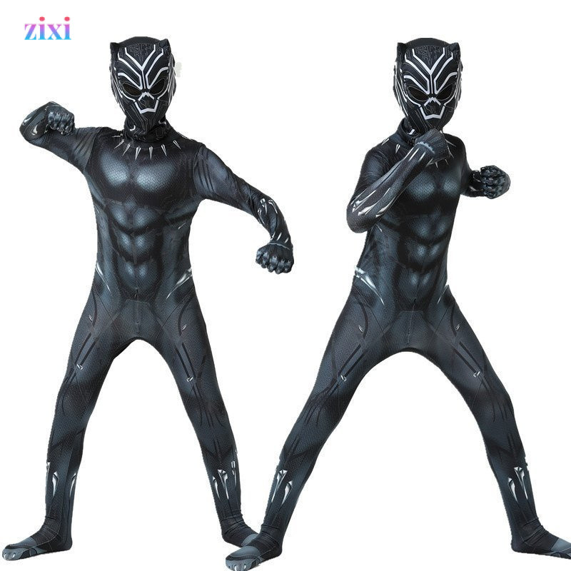 ฮาโลวีน Black Panther เครื่องแต่งกาย Superhero คอสเพลย์เด็กชุดผู้ใหญ่เครื่องแต่งกายอะนิเมะ Jumpsuit