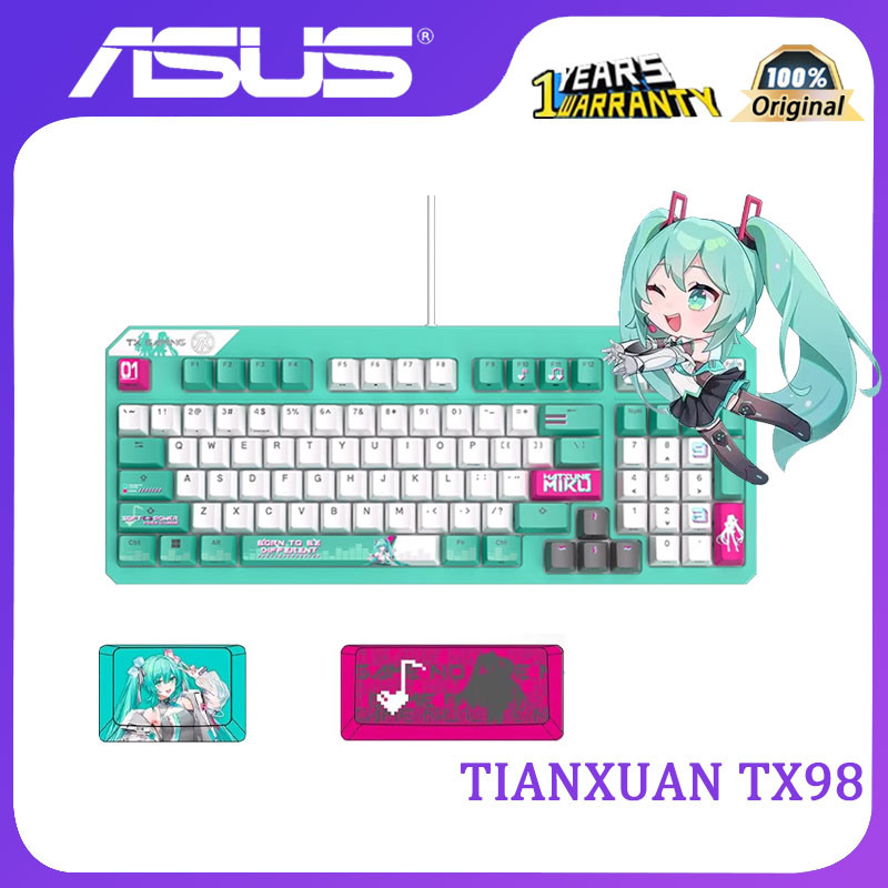 ASUS TIANXUAN TX98 Hatsune Miku Co branded Cable Gasket Structure RGB E-sports Mechanical Keyboard