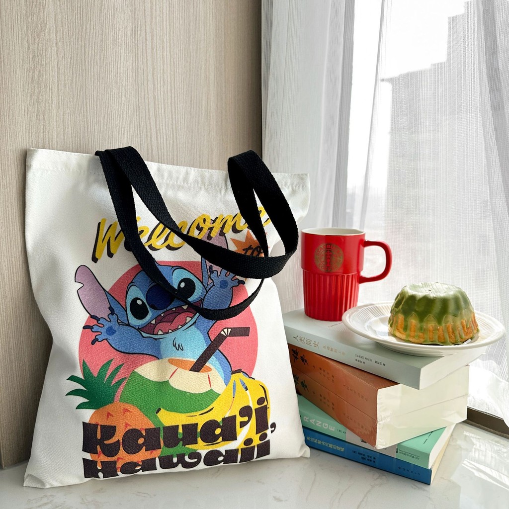Lilo & Stitch กระเป๋าถือกระเป๋าสะพายผ้าใบ Crossbody Shopping Bag ความจุขนาดใหญ่ Lilo และ Stitch กระเป๋าเก็บนักเรียน ราคา ถูกที่สุด ดีลบีเคเค แกลเลอรีภาพที่ 4