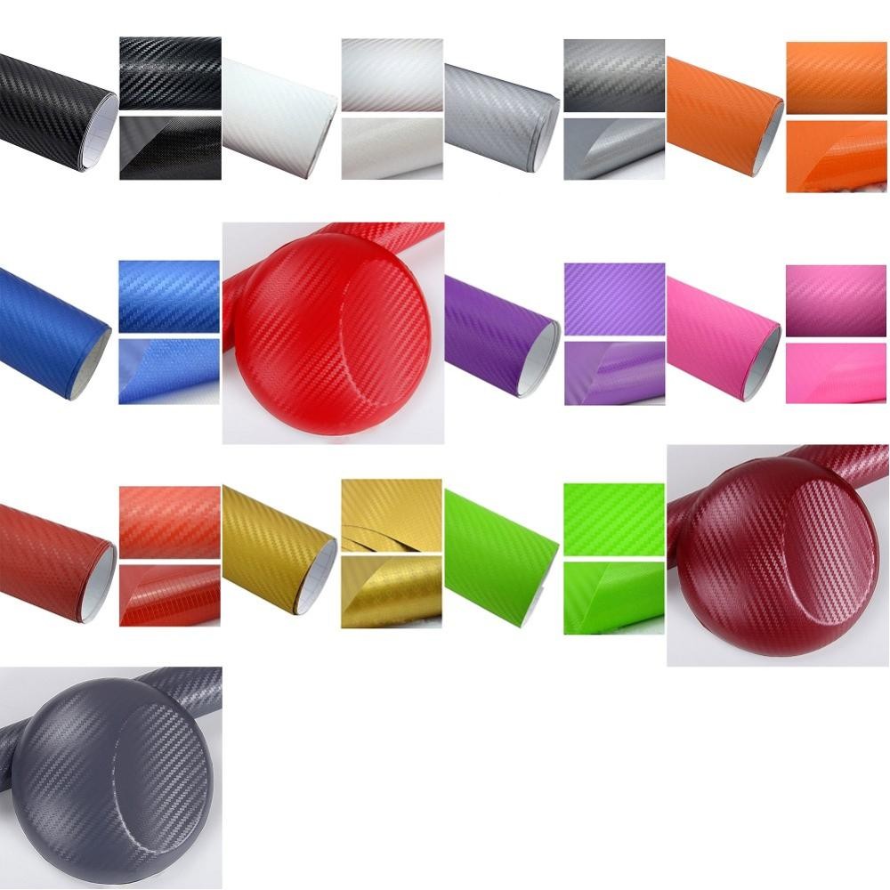 HW สีตัวเลือก 4 "x50 "10x127 ซม.3D เนื้อคาร์บอนไฟเบอร์ห่อไวนิล Decal รถ Auto สติกเกอร์แผ่น I7T3