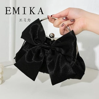 EMIKA กระเป๋าทรงโบว์น่ารัก หวานๆ กระเป๋าสำหรับออกงาน กระเป๋าประดับด้วยโบว์ ทำจากผ้าแพร กระเป๋าถือ