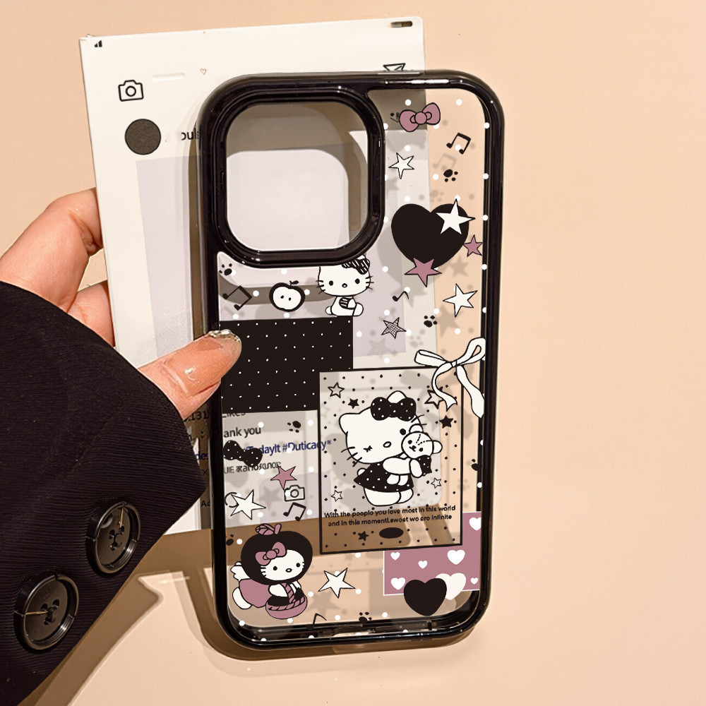 INS เหมาะสำหรับ iPhone 11 13 17 Pro Max 16 15 14 12 11 Pro Max Air 13Proเคสโทรศัพท์มือถือ TPUกันกระแทกรูใหญ่ลายการ์ตูนใส