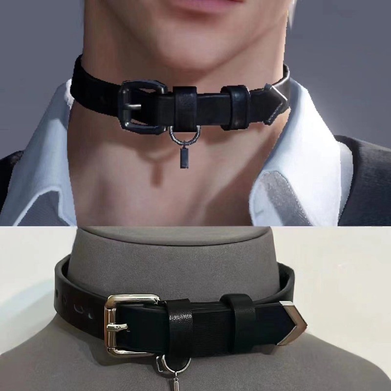 อะนิเมะแฟชั่นหนัง Choker สร้อยคอผู้หญิงผู้ชายโลหะจี้คอสเพลย์ Collarbone สร้อยคอ