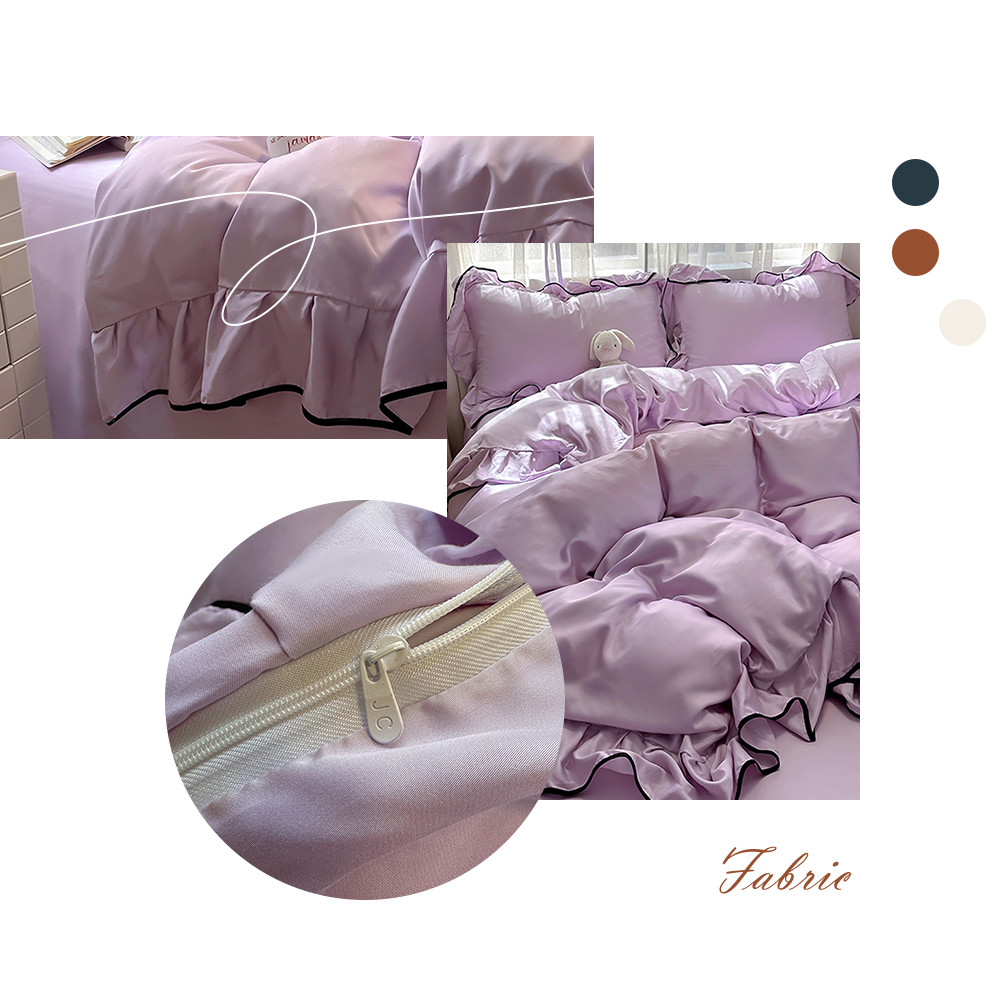 3/4ชิ้น ชุดผ้าปูที่นอน. ชุดผ้าปู ice silk cooling สีทึบ ผ้าปูที่นอน+ปลอกผ้านวม+ปลอกหมอน ลูกไม้ ไม่มีผ้านวม 3ฟุต 5ฟุต 6ฟุต - รูปที่ 5