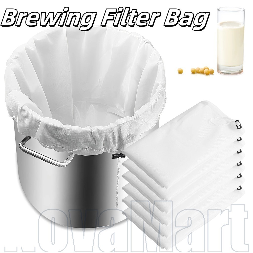 ถุงกรองแบบใช้ซ้ําได้ | การต้มเบียร์/อาหารการประมวลผลกระชอนสําหรับเบียร์ไวน์น้ําผลไม้ตาข่ายโพลีเอสเตอร์ทนทานที่มีตัวเลือก3ขนาดออกแบบล้างทําความสะอาดได้1-3ชิ้น