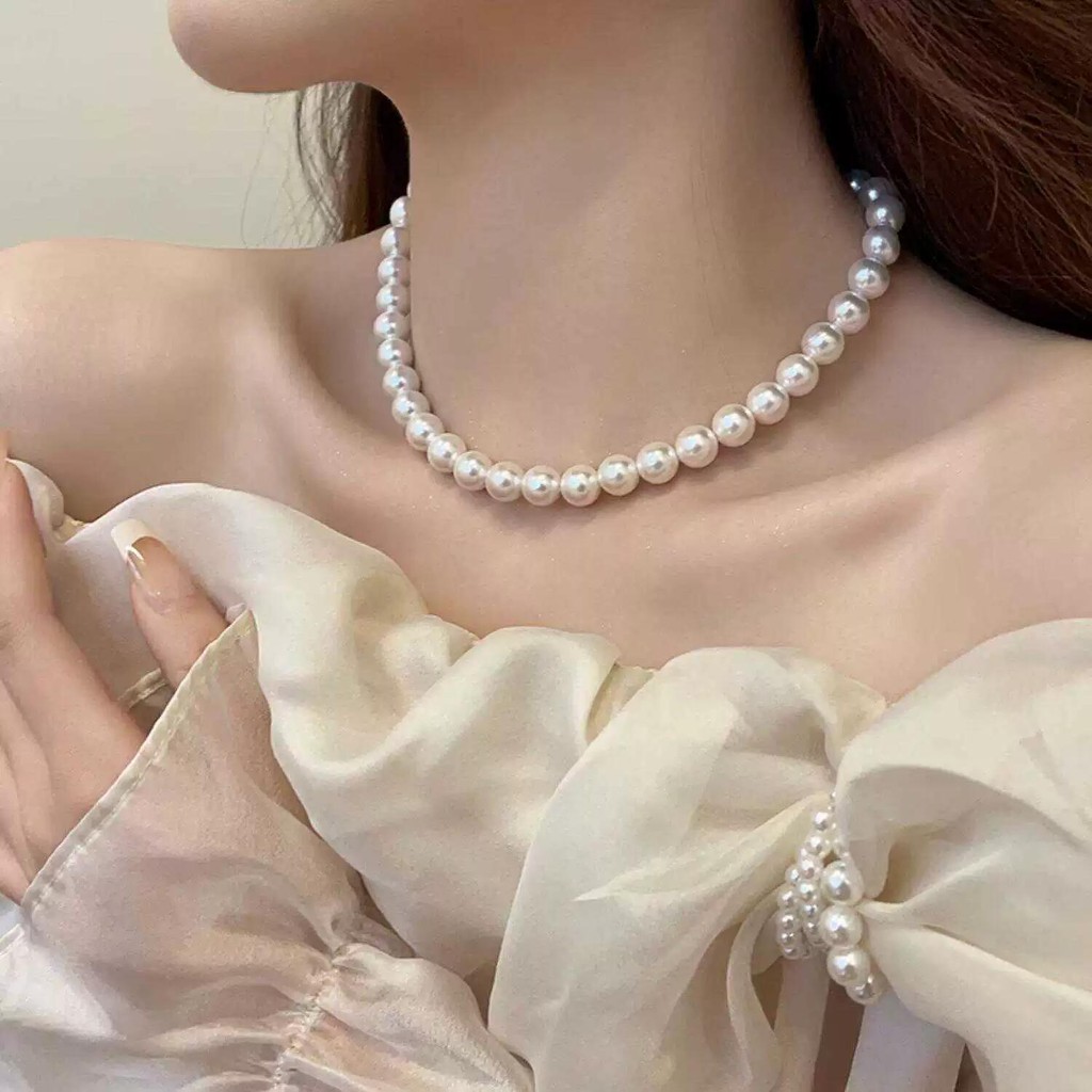 8 มม.สร้อยคอลูกปัด Ingot Buckle Moonlight แสงสีขาว M หรูหรา High-End All-Match บริการลูกค้า Quotatio