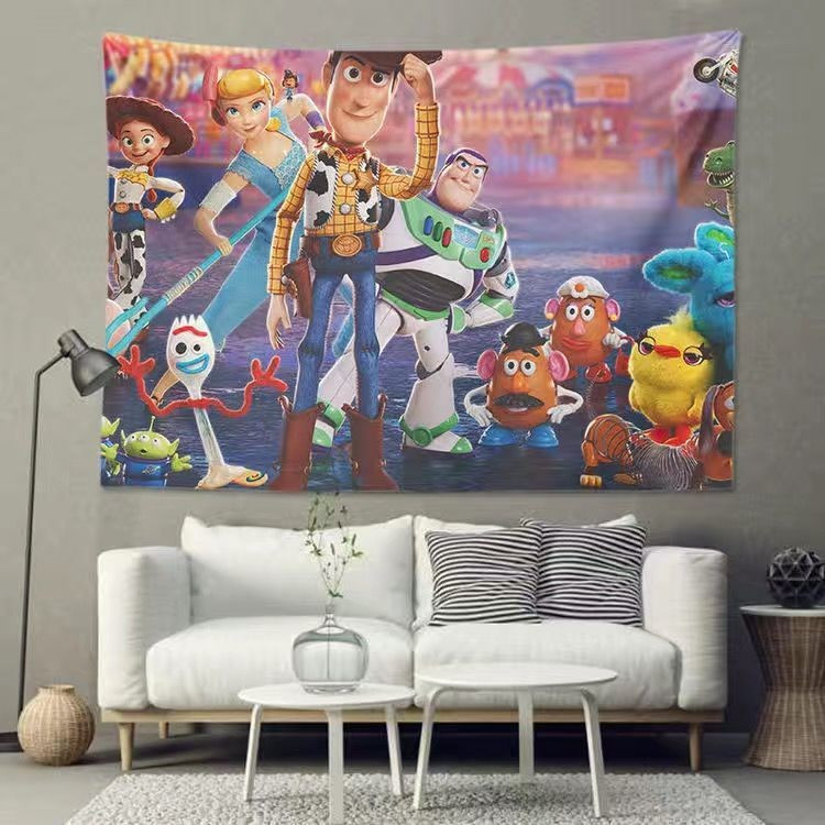 Toy Story Buzz Lightyear อะนิเมะตกแต่งแขวนผ้าตกแต่งห้องนอน tapestry ตกแต่งห้องนั่งเล่นแขวน tapestry